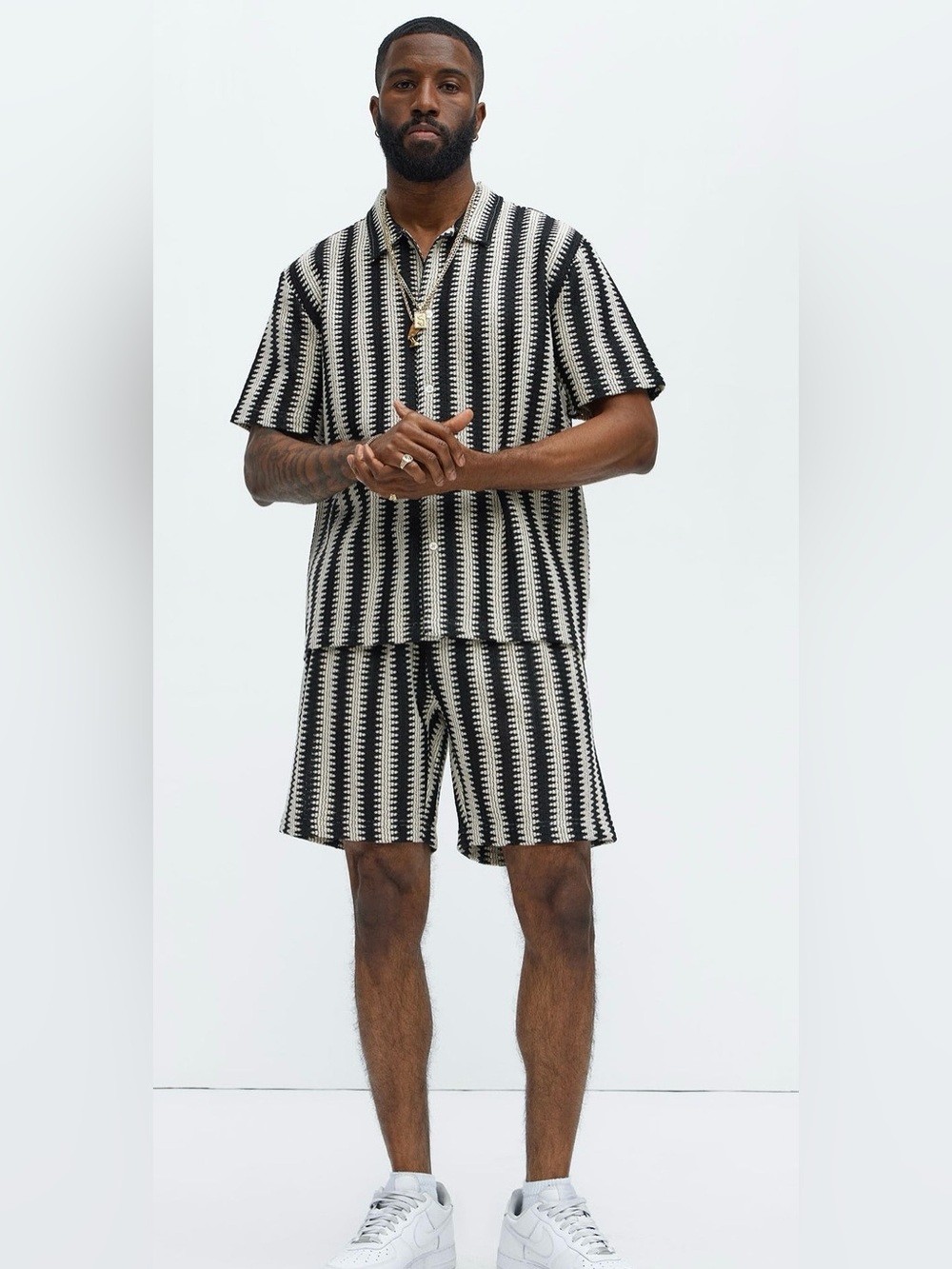 Fashion Nova Black and White Zigzag Short Set